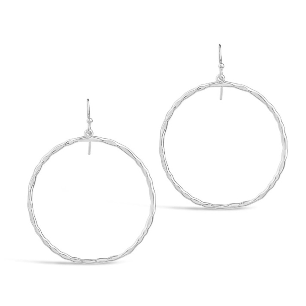 Sterling Forever Rhodium Plated 1.25" Circle Dangle Earrings NWT